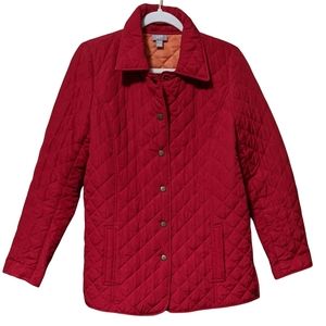 J. Jill quilted coat jacket snap closure red size small